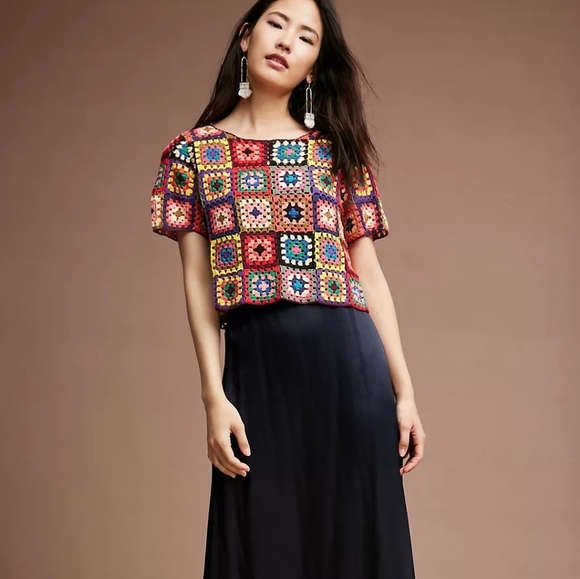 Farm Rio Crocheted & Cropped Pullover size L NWT - Picture 2 of 11